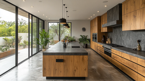 橡木厨房岛台照明