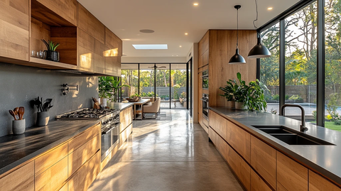 橡木厨房岛台照明