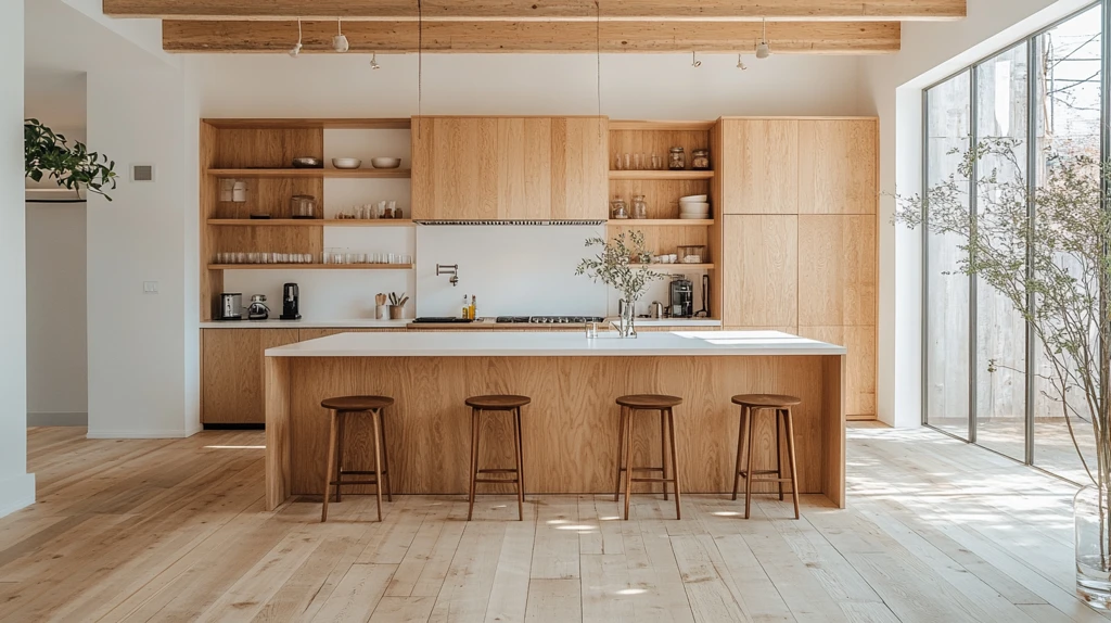 木柜白墙大岛台