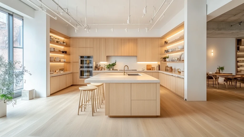 木柜白墙大岛台