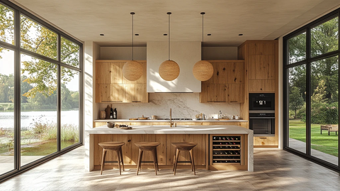 木柜白墙湖景厨房