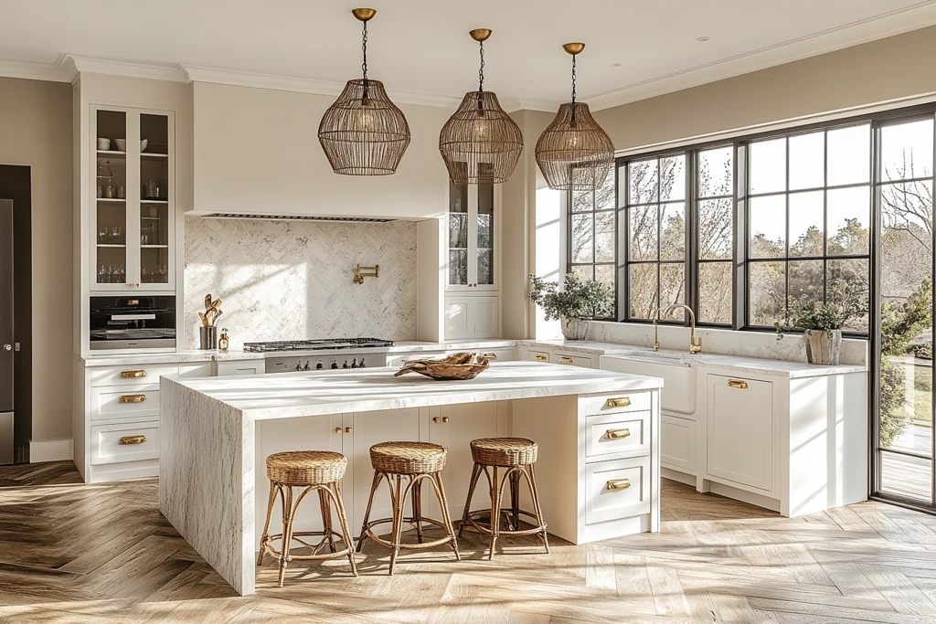 白色厨房岛台餐桌