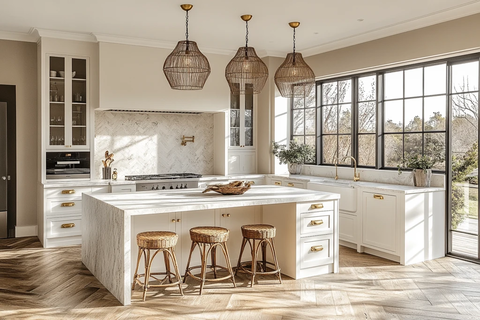 白色厨房岛台餐桌