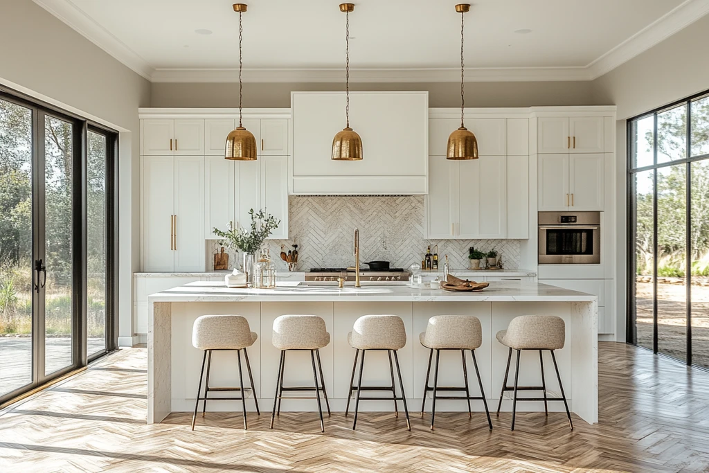 白色厨房岛台餐桌