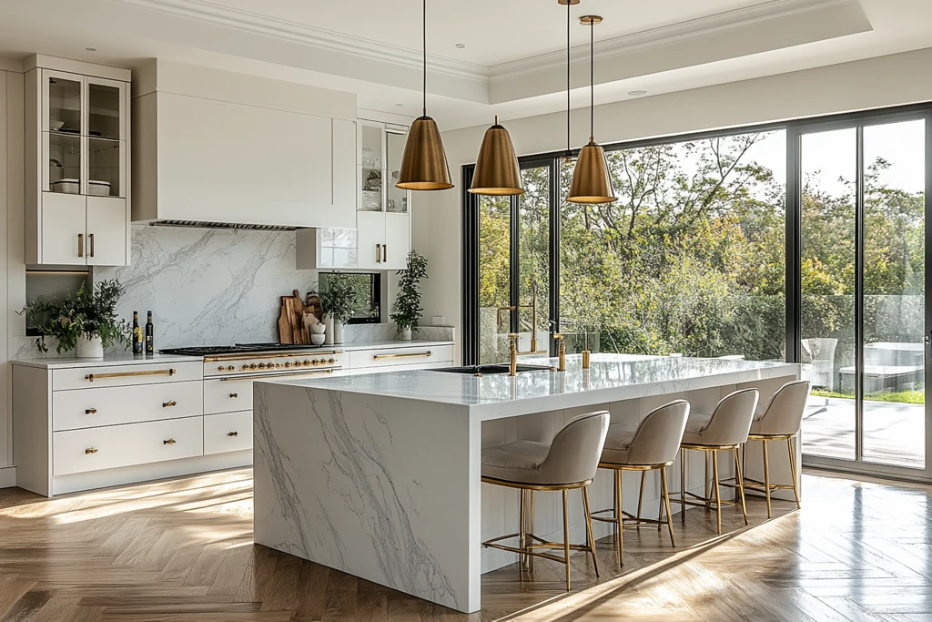 白色厨房岛台餐桌