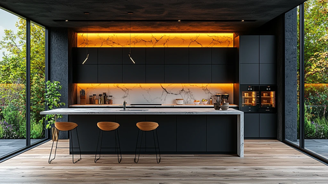 黑白木厨房设计