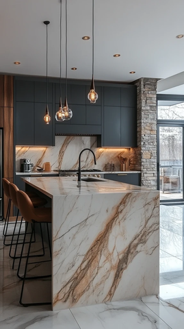 开放式明亮厨房设计