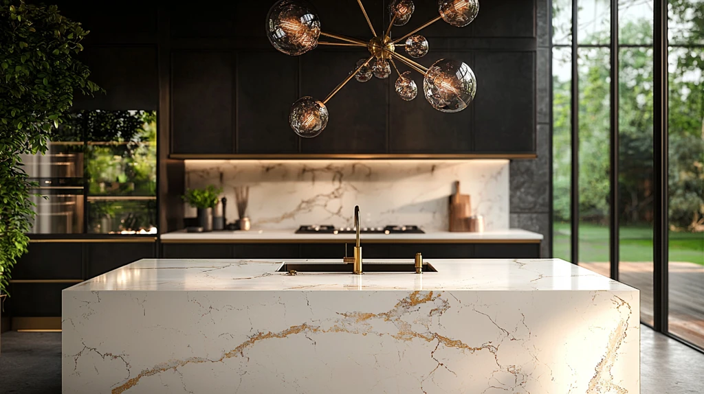 金色水龙头大理石岛台