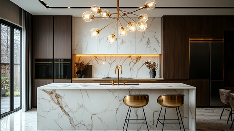 金色水龙头大理石岛台