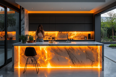 黑色橱柜白色台面