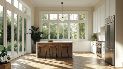 白色橱柜木质岛台