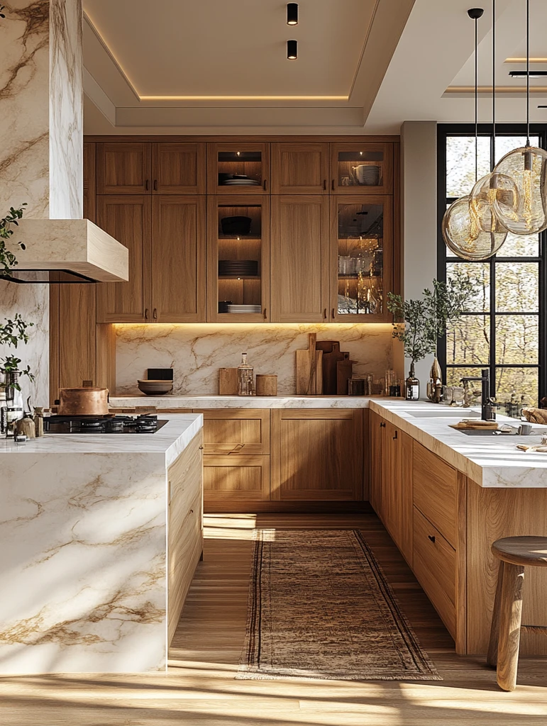 木柜大理石岛台