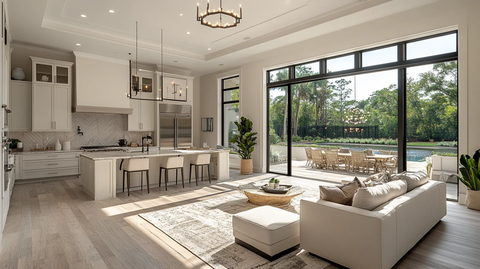 绿色白色开放厨房