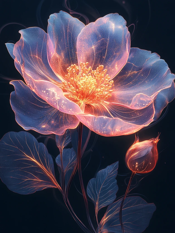 透明花瓣发光花朵