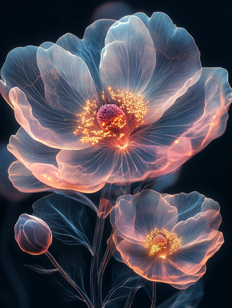 透明花瓣发光花朵