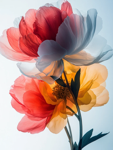 红黄花白芍药盛开