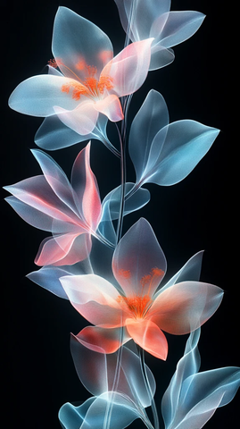 透明白花黑底图案