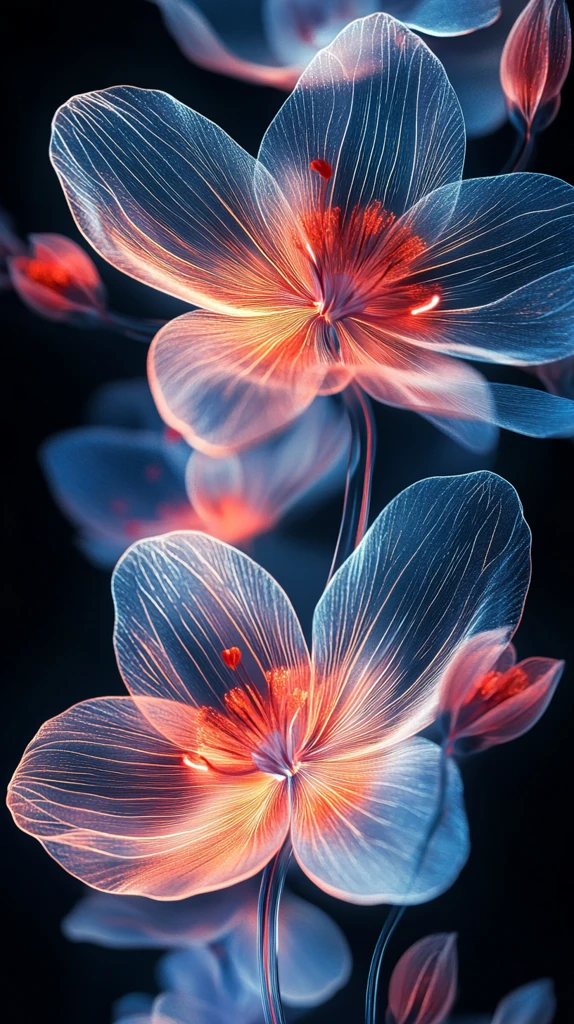 透明白花黑底图案