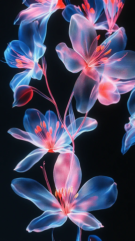 透明白花黑底图案