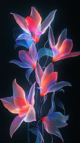 透明白花黑底图案