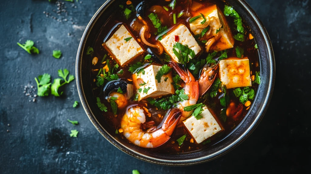 美味海参鲜虾麻婆豆腐