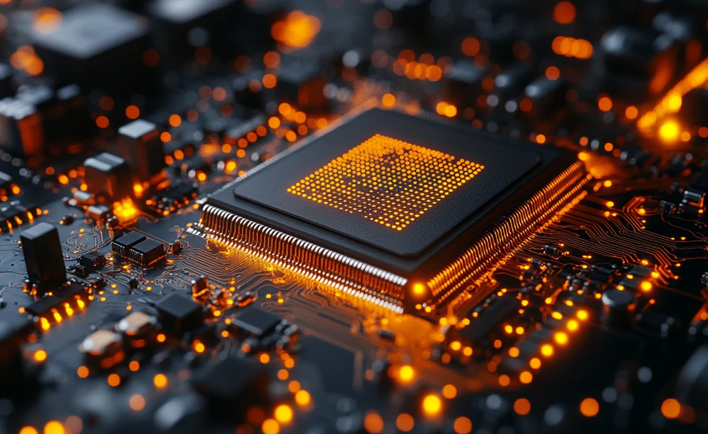 黄橙电路板与芯片