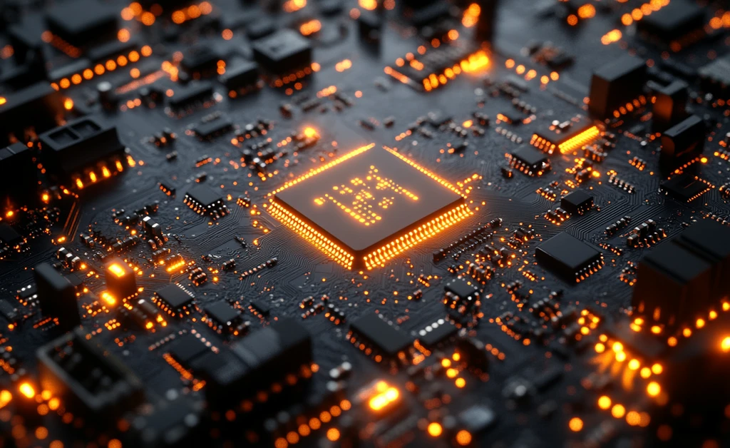 黄橙电路板与芯片