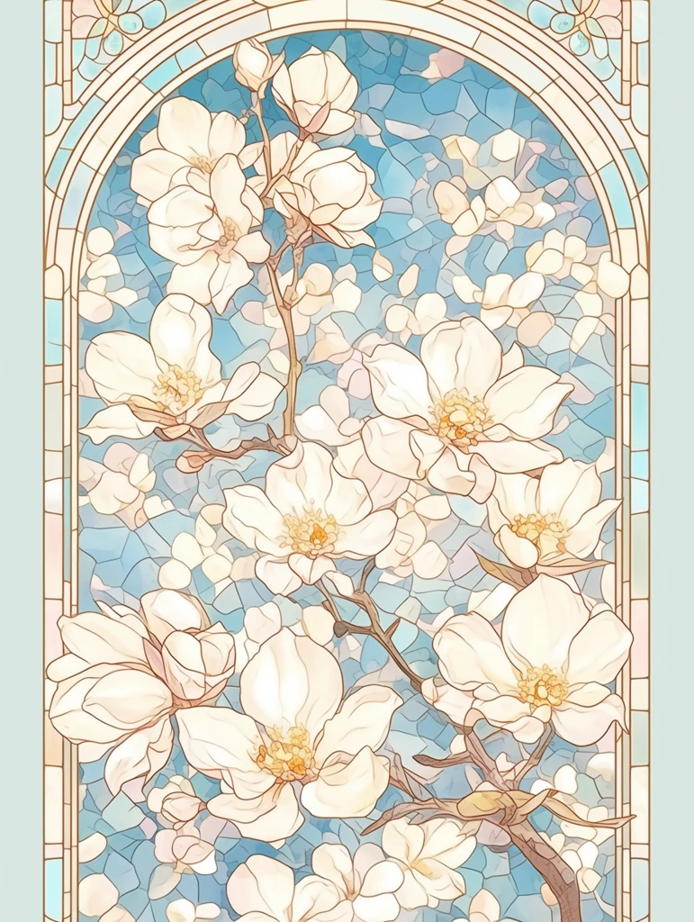 梵高兰花玻璃窗