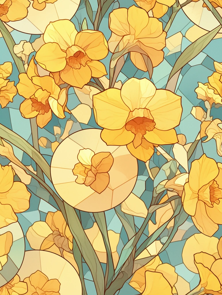 梵高兰花玻璃窗