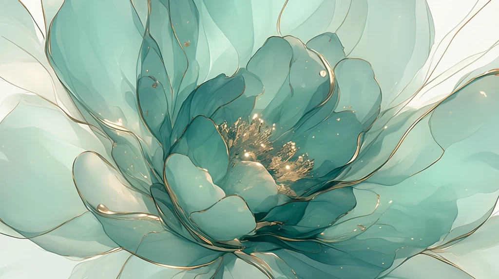 绿牡丹金蕊蓝底