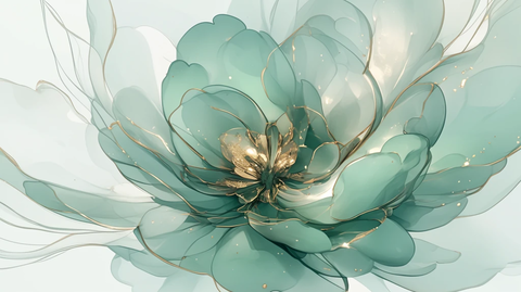 绿牡丹金蕊蓝底