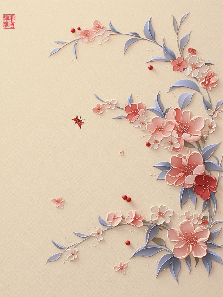 粉色花瓣刺绣图案