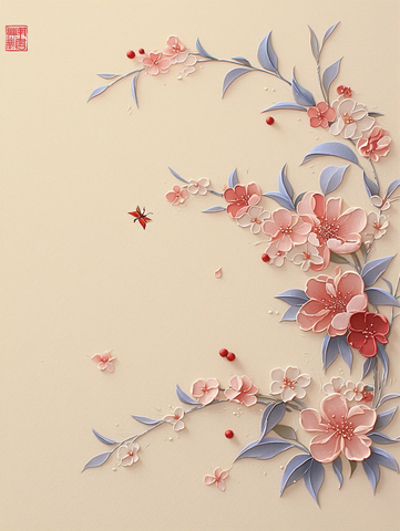 粉色花瓣刺绣图案