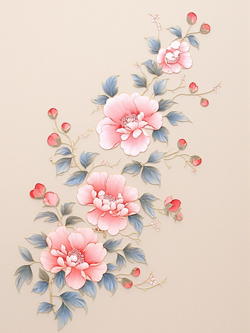 粉色花瓣刺绣图案