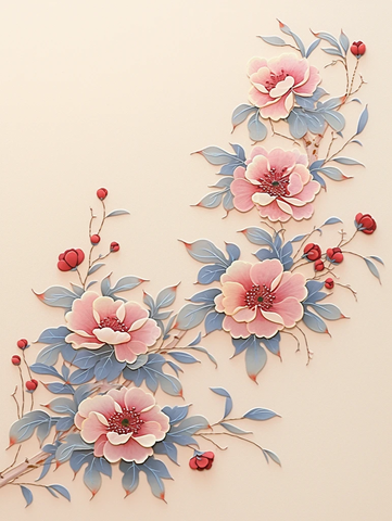 粉色花瓣刺绣图案