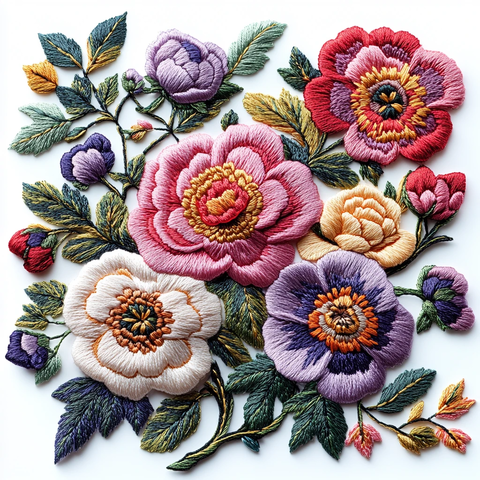 白底绣球花图案