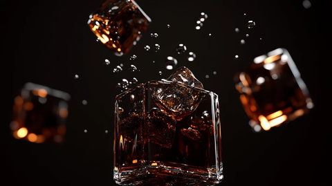 威士忌加冰块酒杯