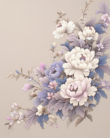 粉色牡丹与小野花