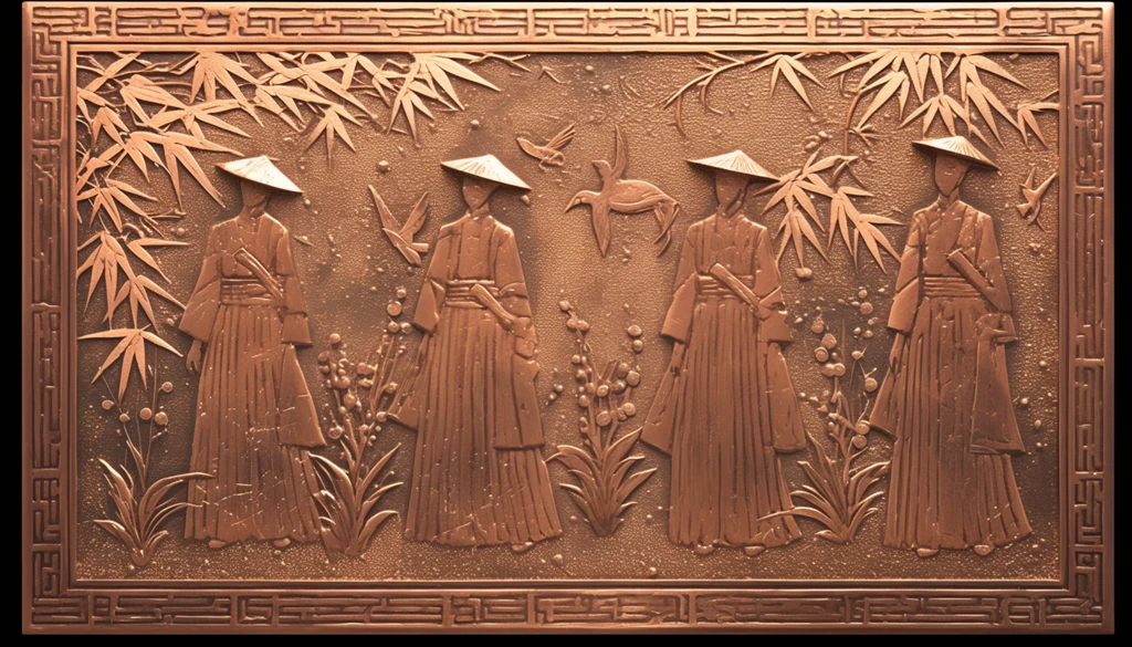 铜雕越南建筑人物