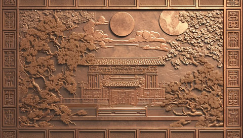 铜雕越南建筑人物