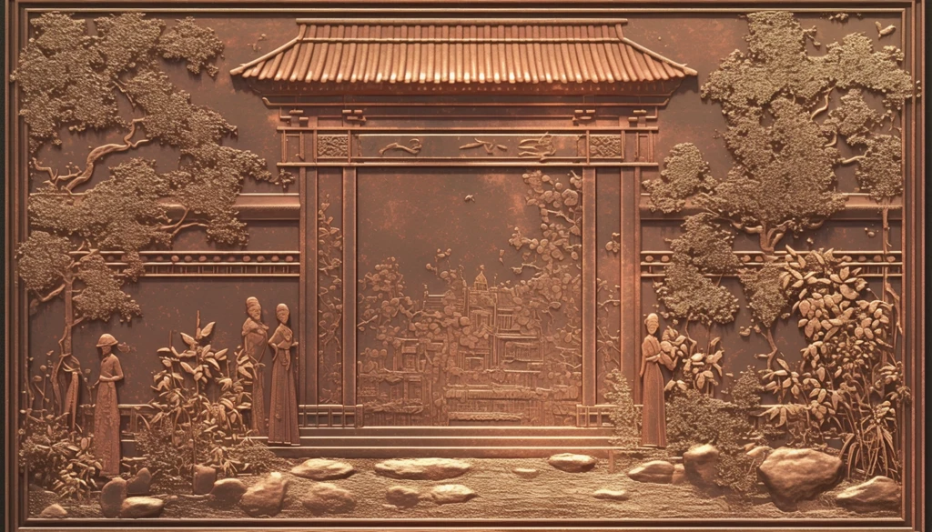 铜雕越南建筑人物