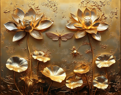 金莲龙纹浮雕壁饰