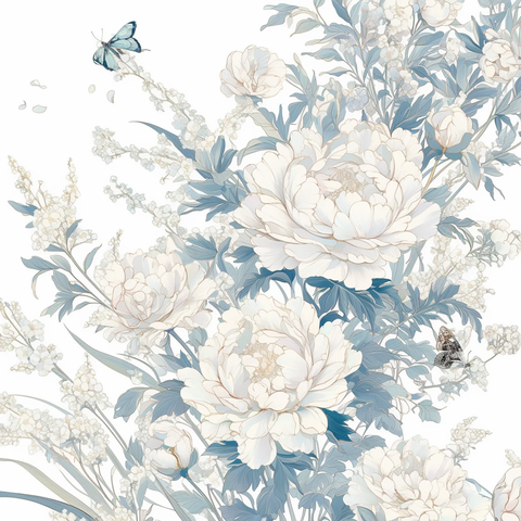 斜纹牡丹蝴蝶刺绣