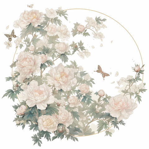 斜纹牡丹蝴蝶刺绣