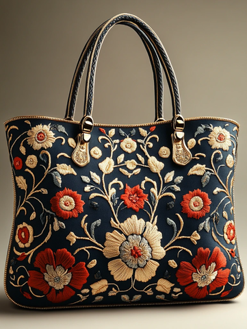 简约刺绣帆布包