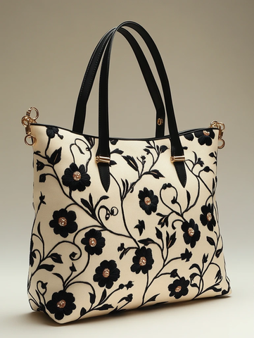 简约刺绣帆布包