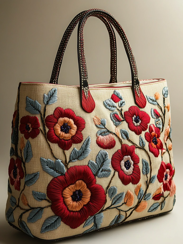 简约刺绣手提袋