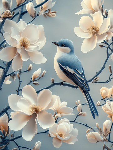 木兰花鸟刺绣手提包