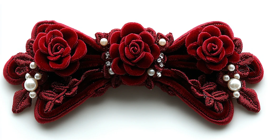 红丝绒蝴蝶结发夹