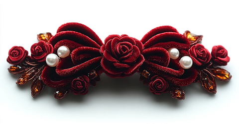 红丝绒蝴蝶结发夹